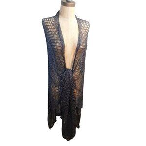 Lake Shore Drive OS Silver Black Woven Knit Wrap